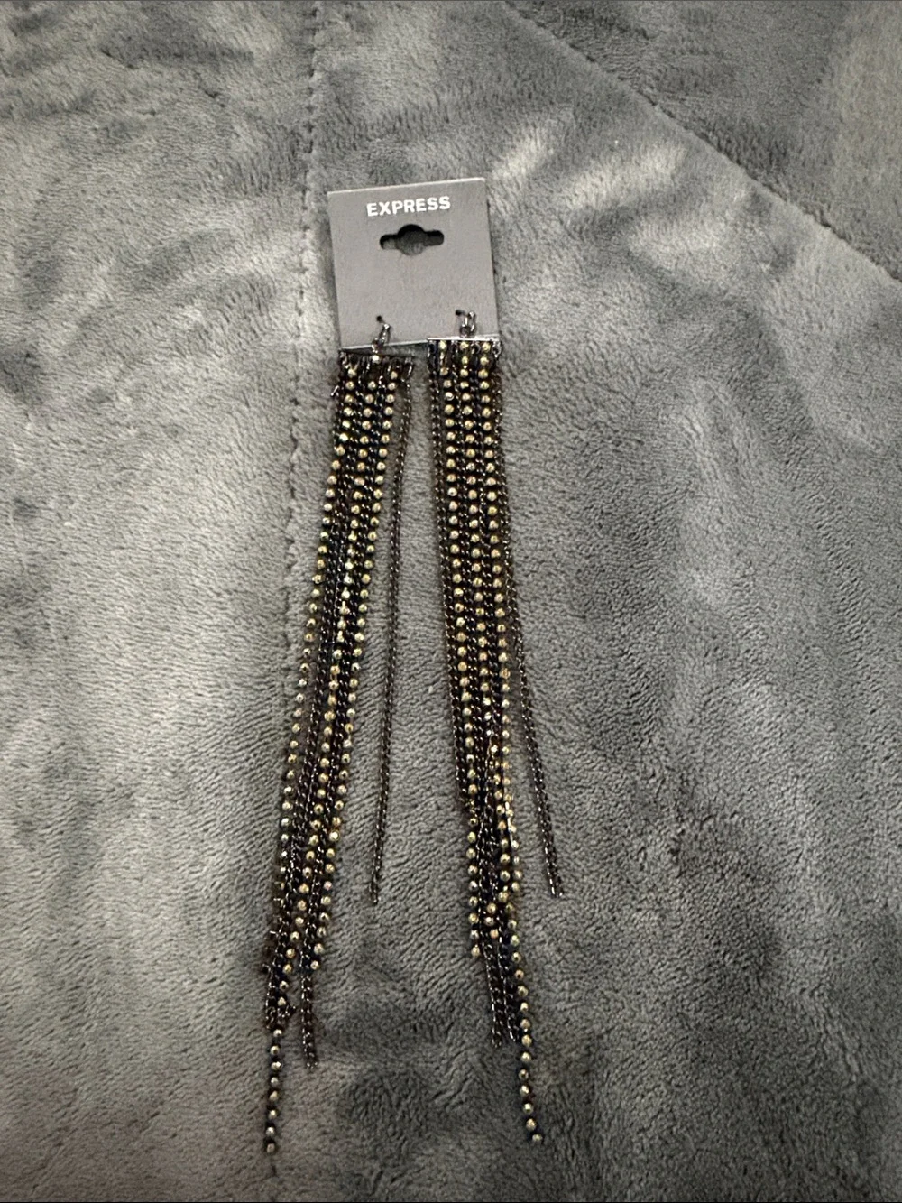 Express Black and Gold Multi-Chain Dangle Earrings